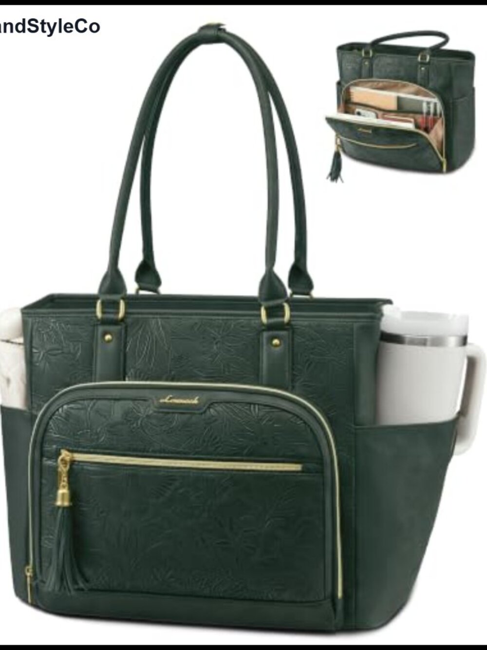 LOVEVOOK Laptop Tote Bag 15.6in Leather Messenger Shoulder Bag with Cup Holder